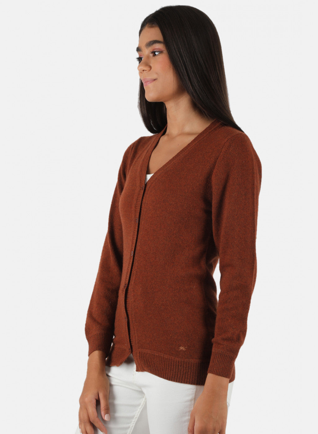 Women Brown Solid Cardigan