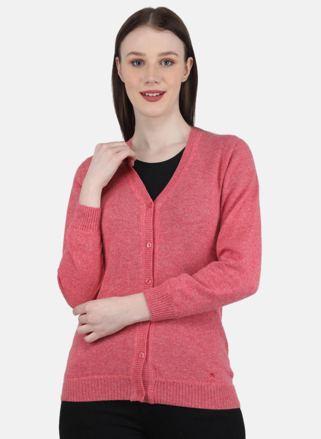 Women Pink Solid Cardigan