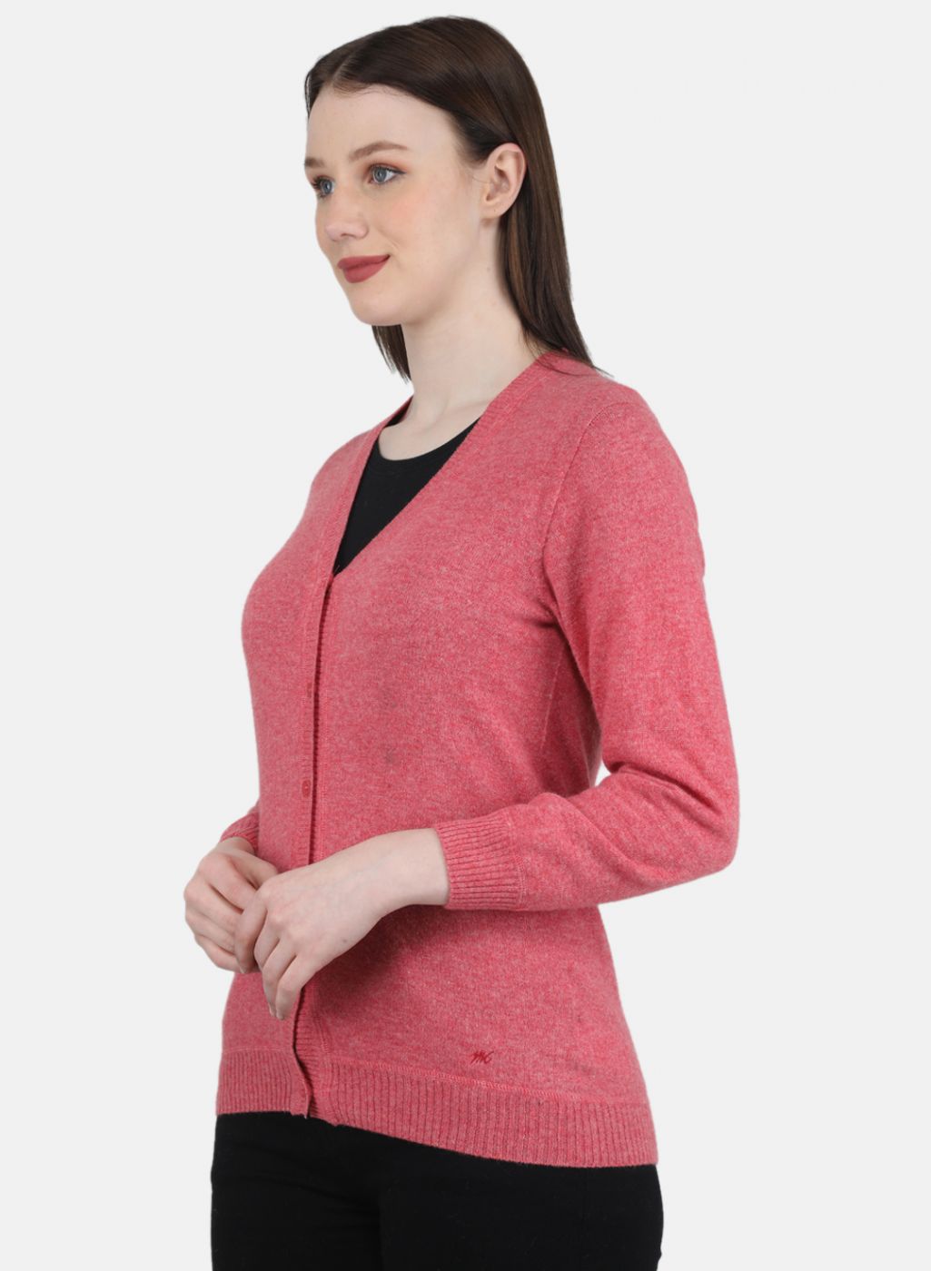 Women Pink Solid Cardigan