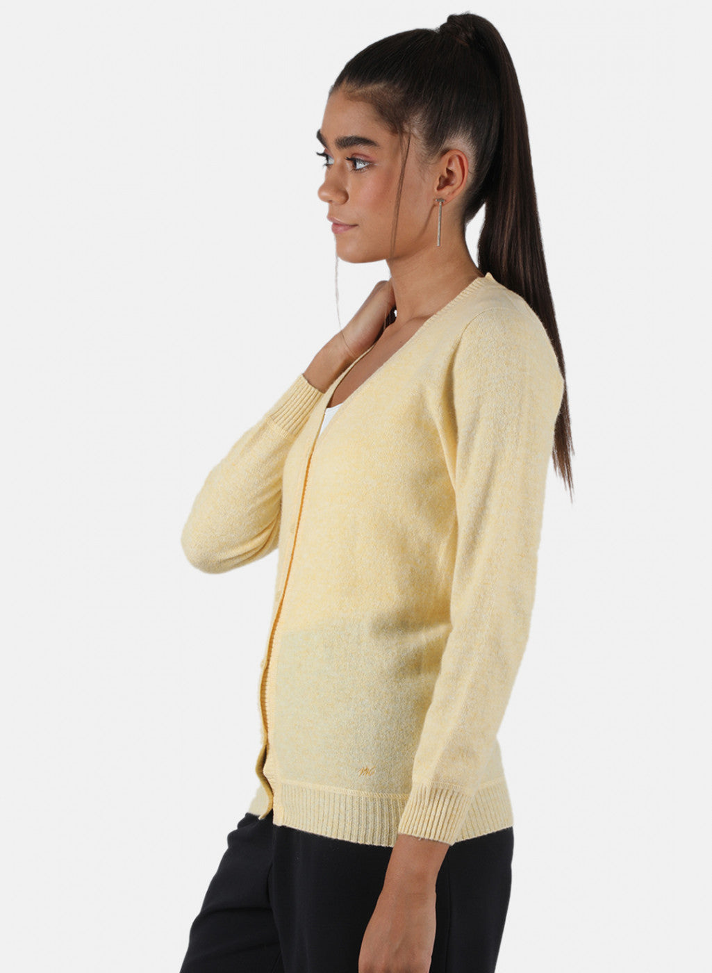 Women Yellow Solid Cardigan