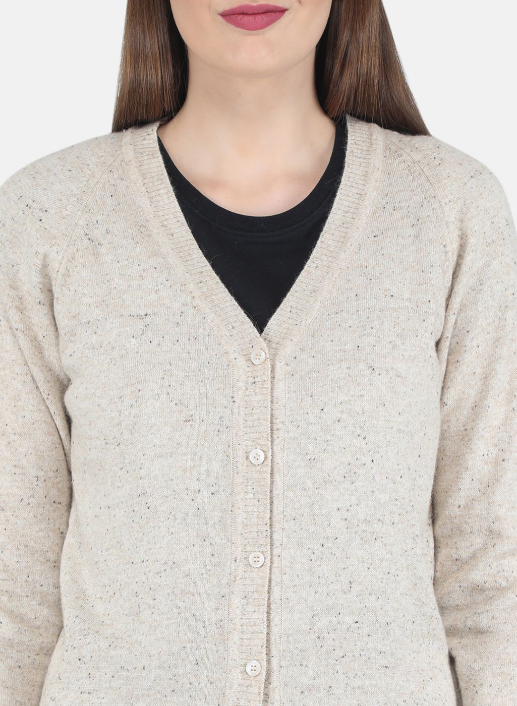 Women Beige Solid Cardigan