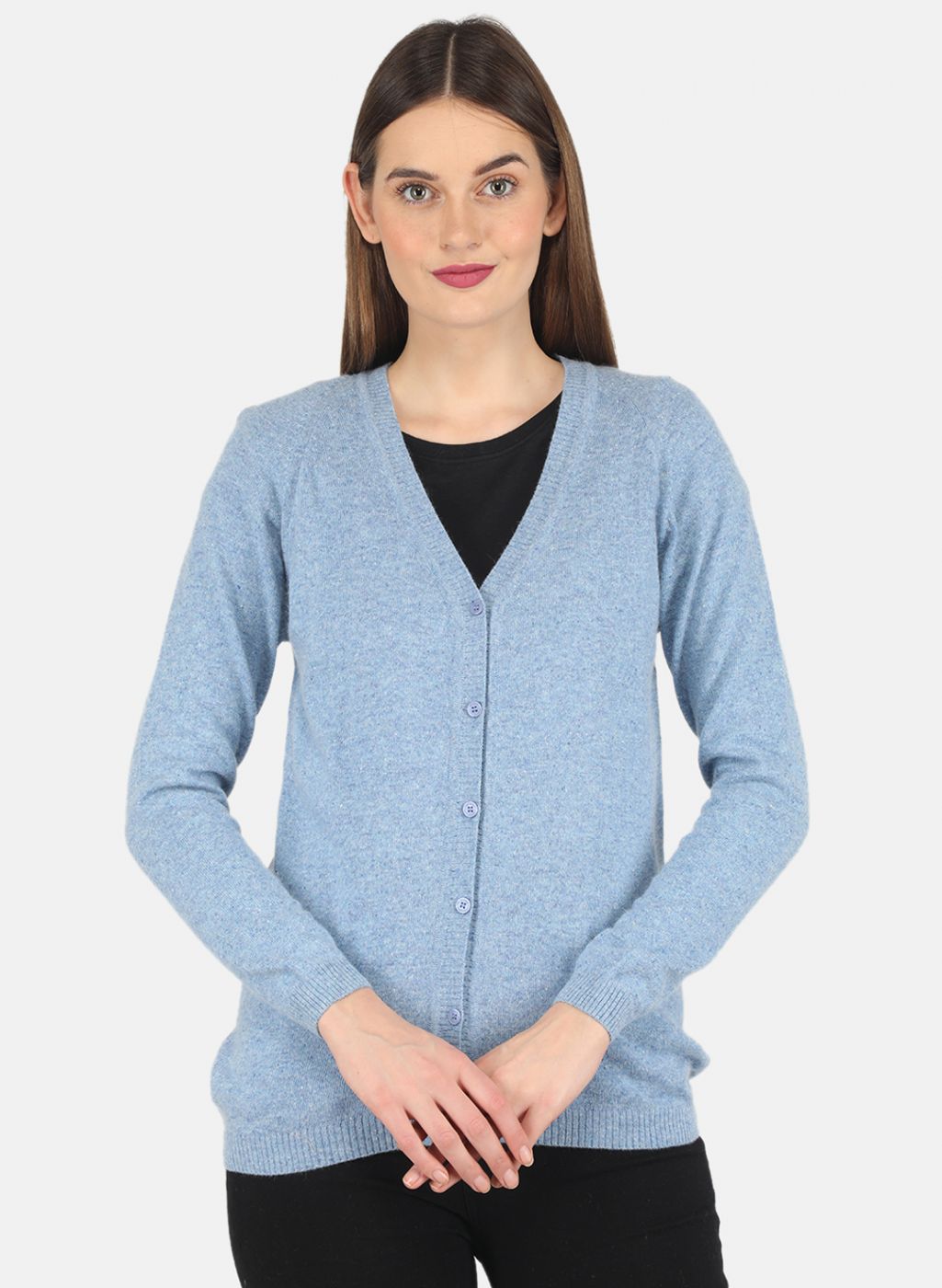 Women Blue Solid Cardigan