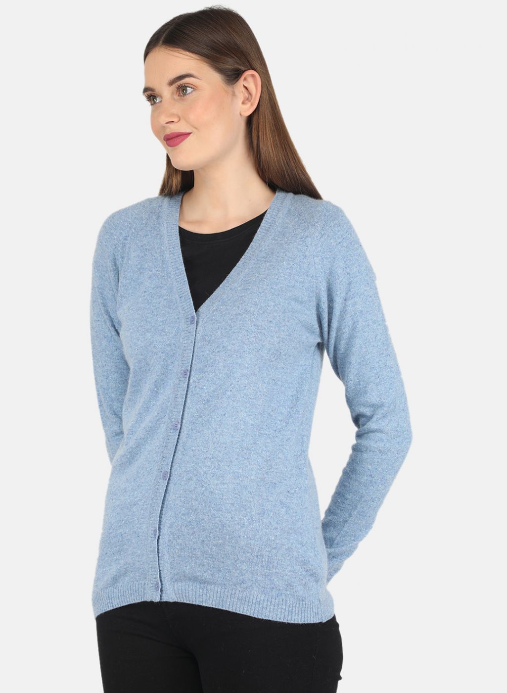 Women Blue Solid Cardigan