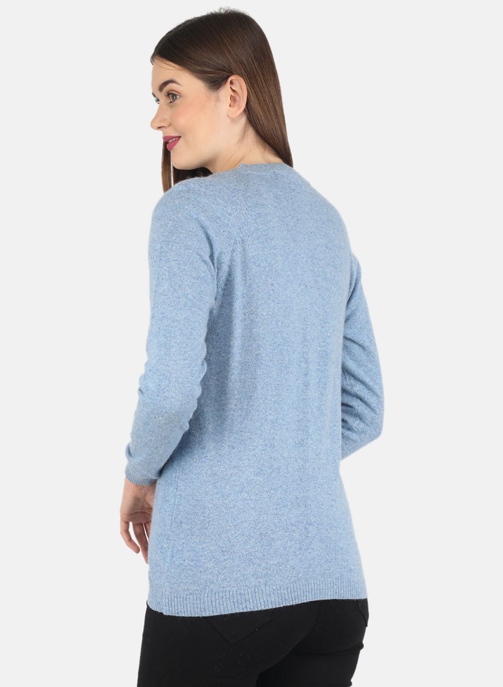 Women Blue Solid Cardigan