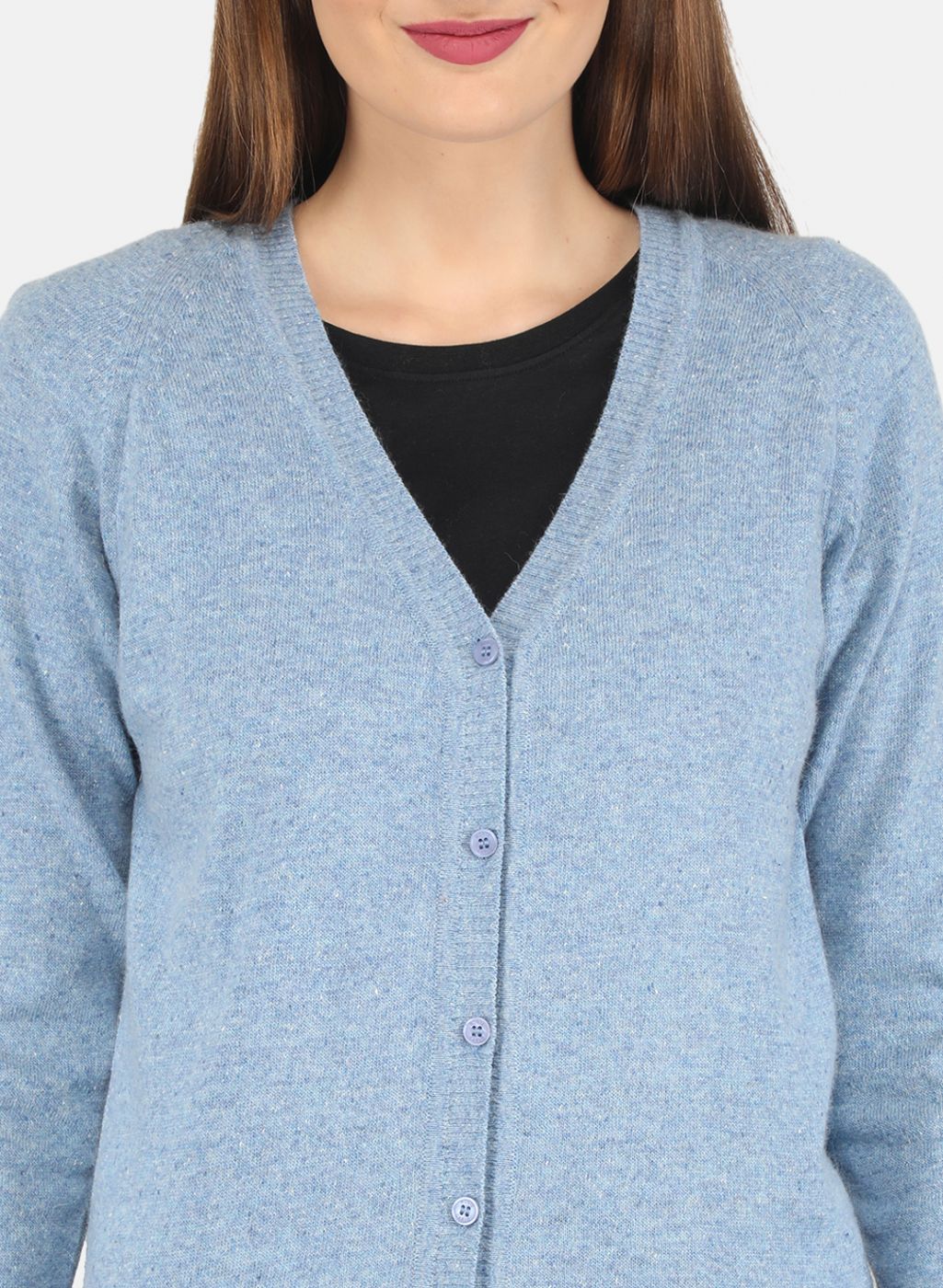 Women Blue Solid Cardigan