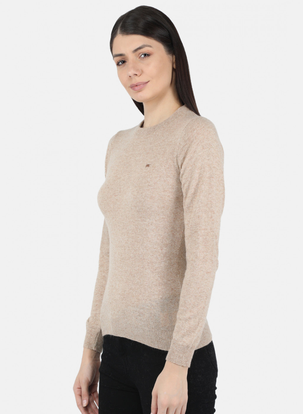 Women Beige Solid Winter Top