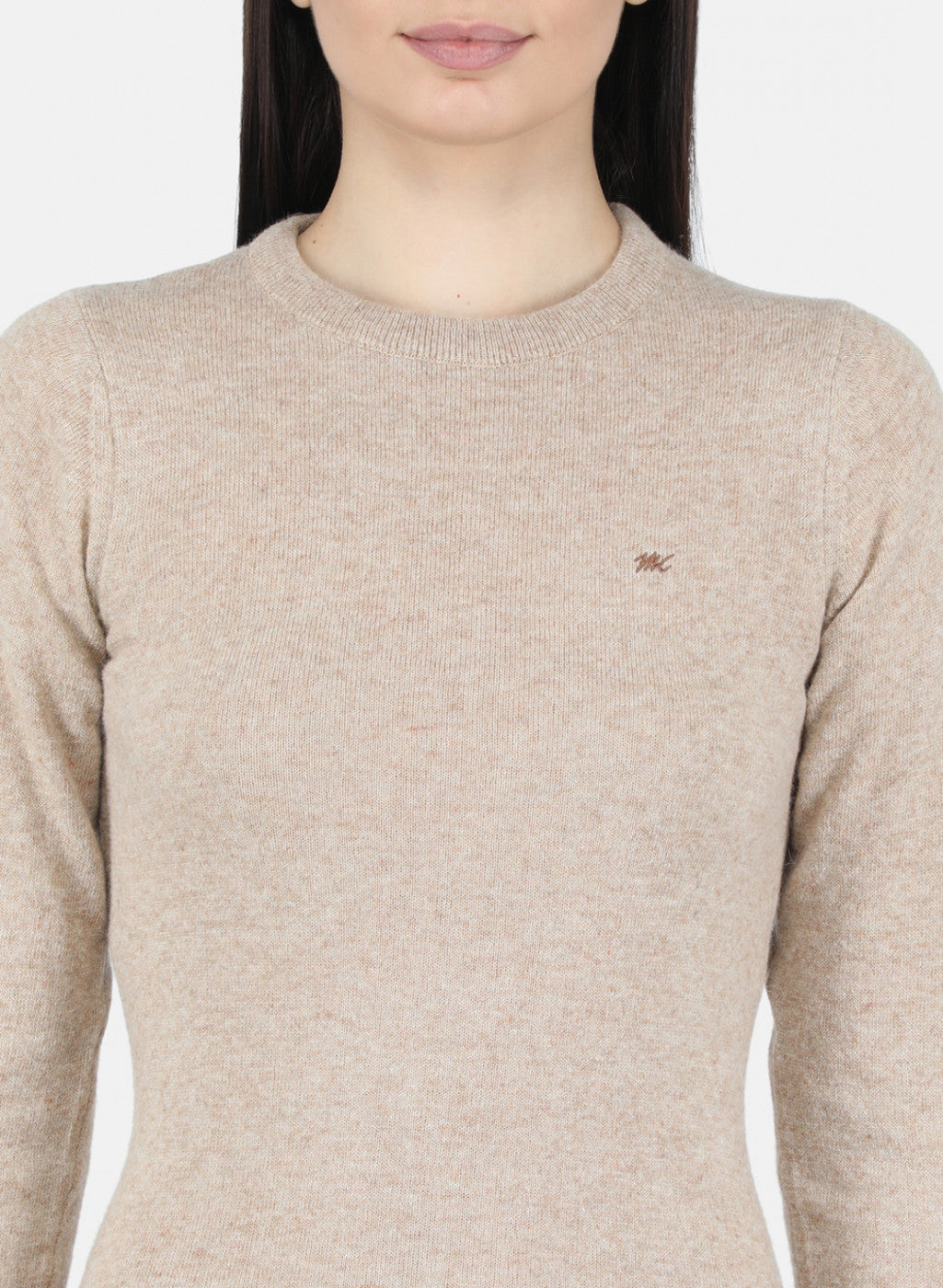 Women Beige Solid Winter Top