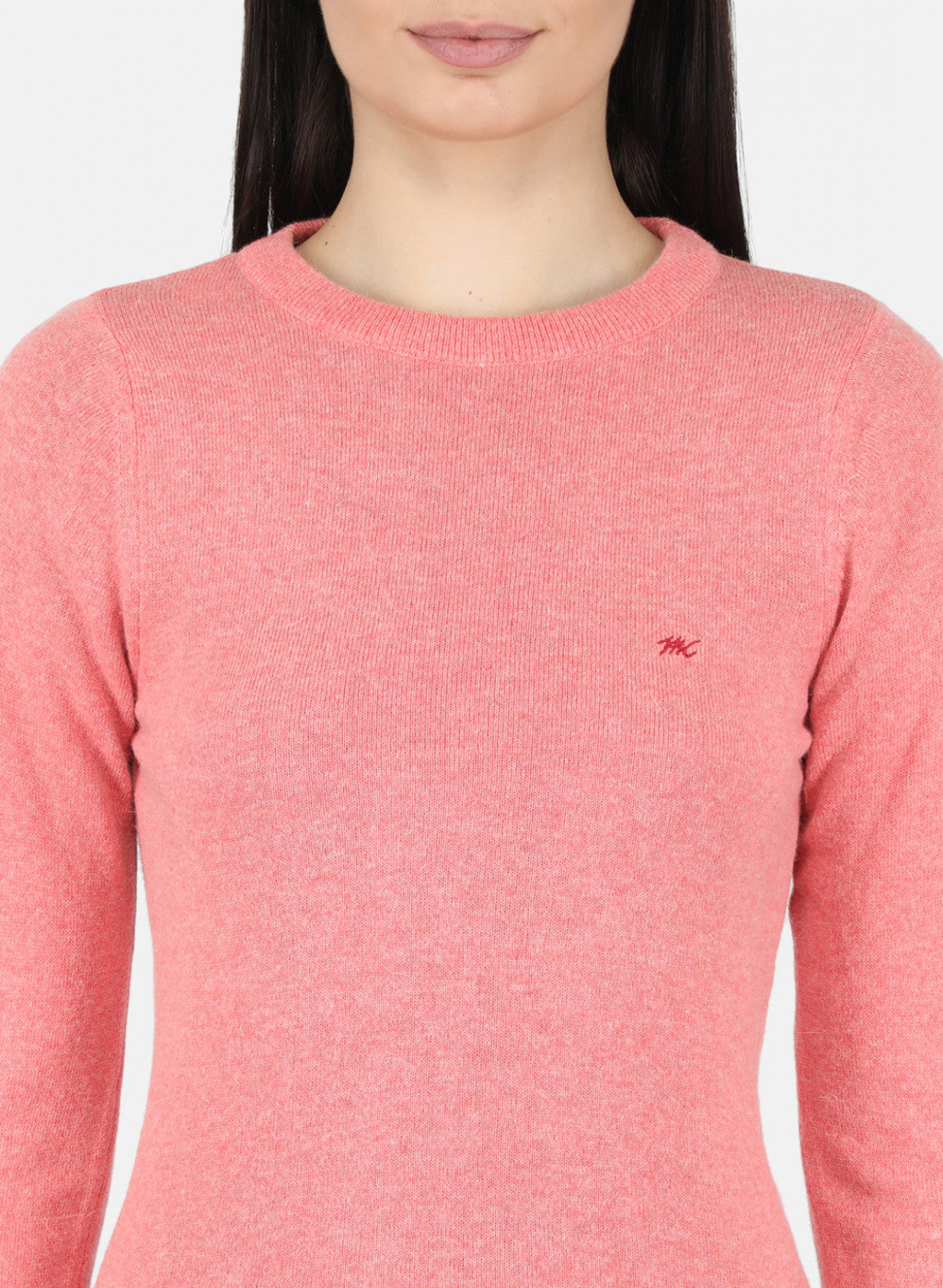 Women Peach Solid Winter Top