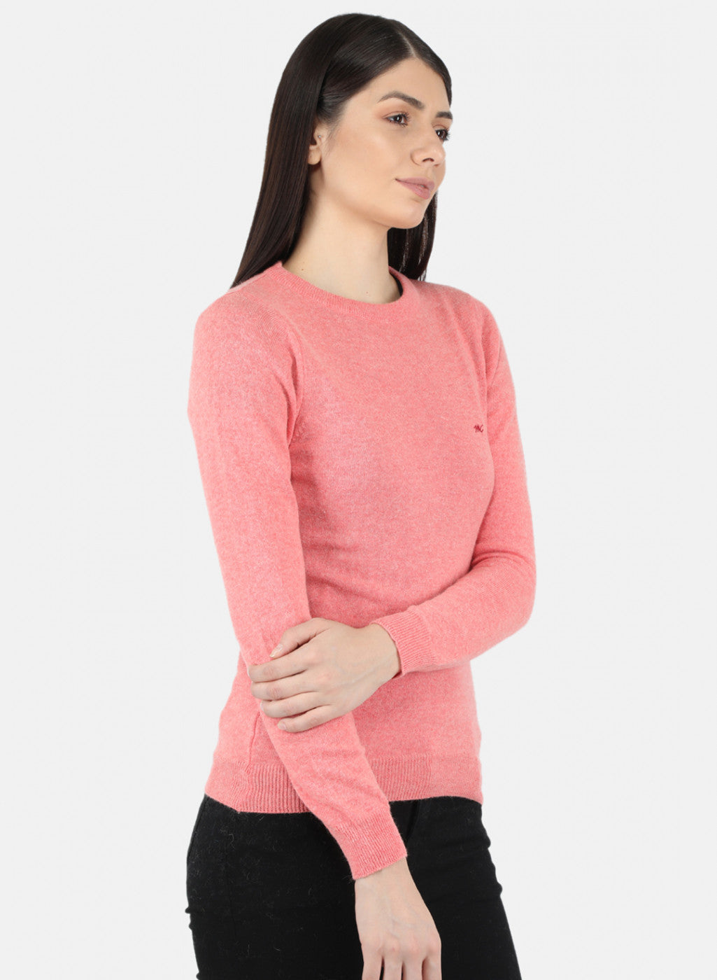 Women Peach Solid Winter Top