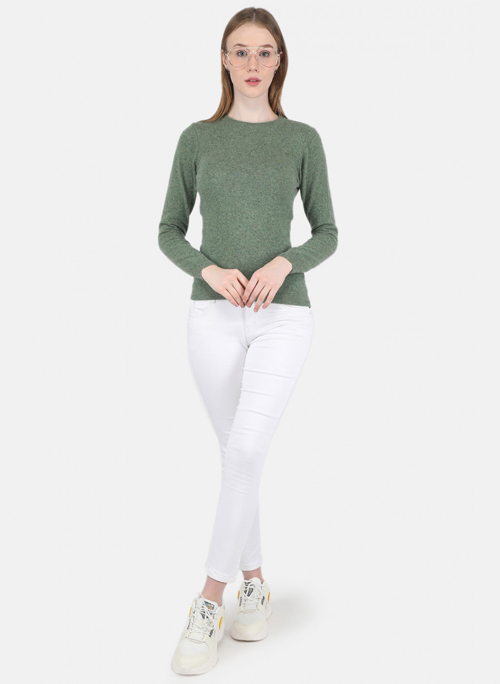 Women Green Solid Top