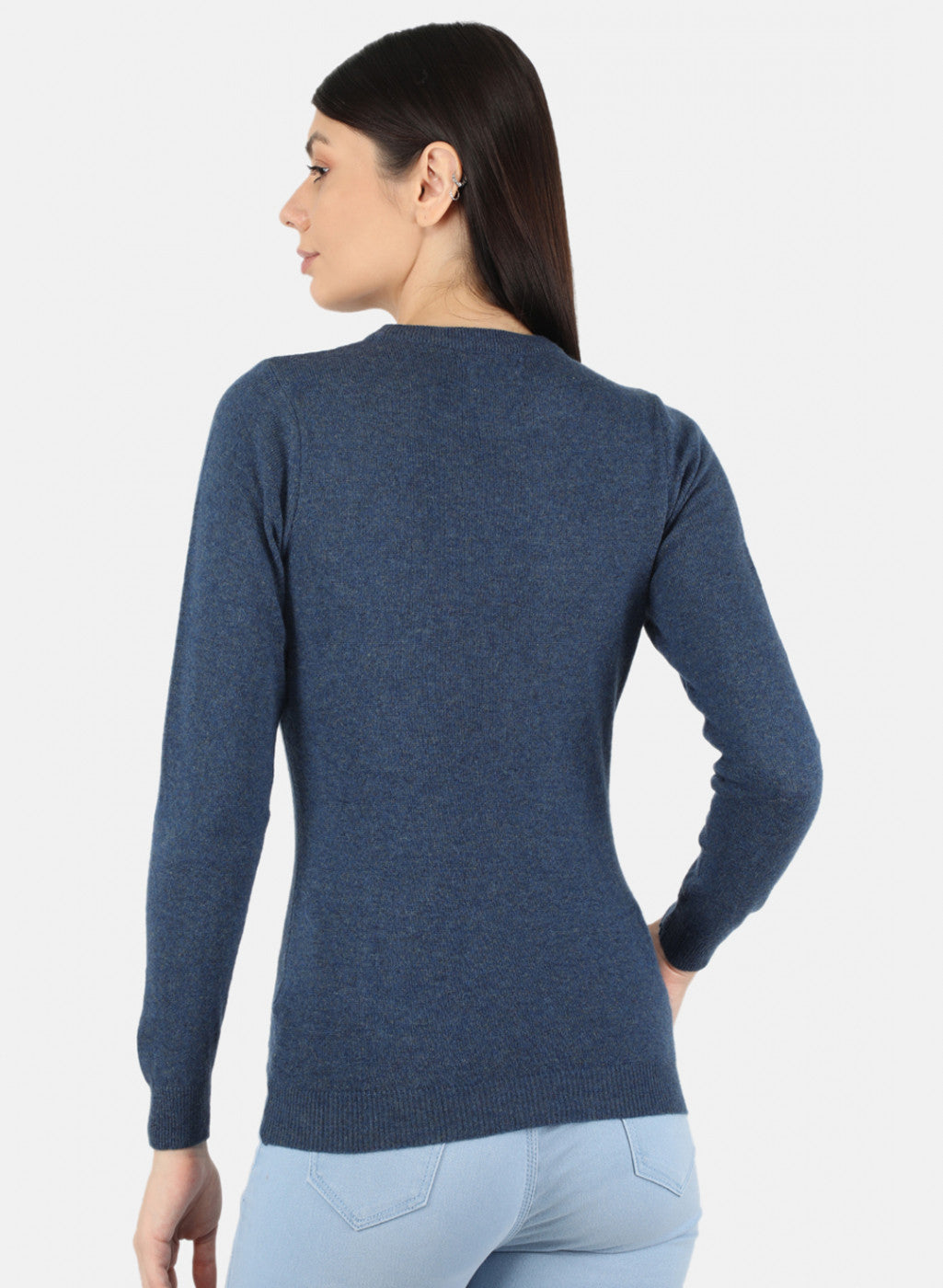 Women Blue Solid Winter Top