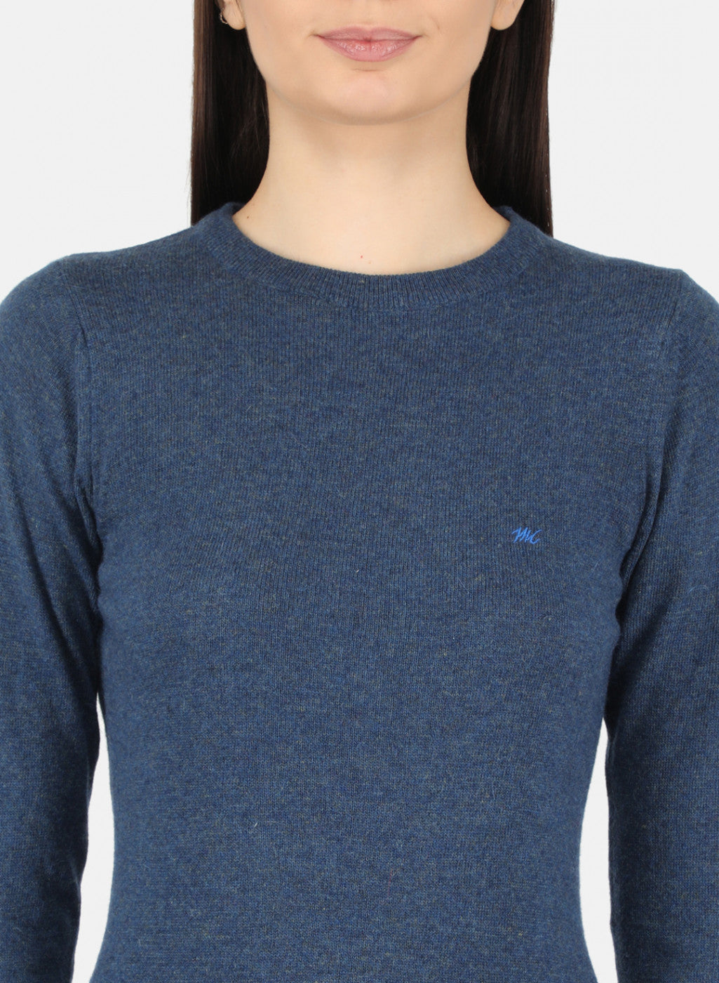 Women Blue Solid Winter Top