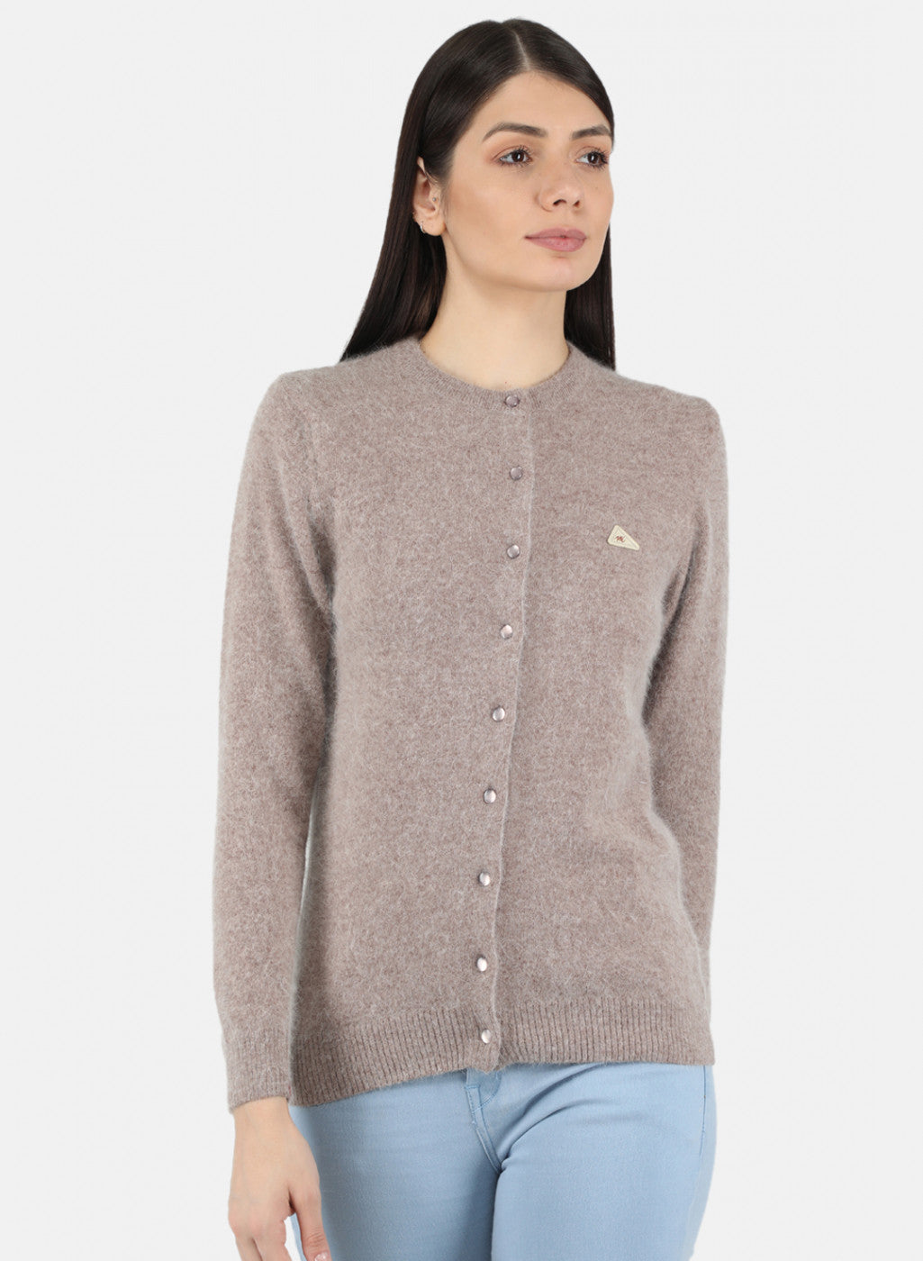 Women Beige Solid Cardigan