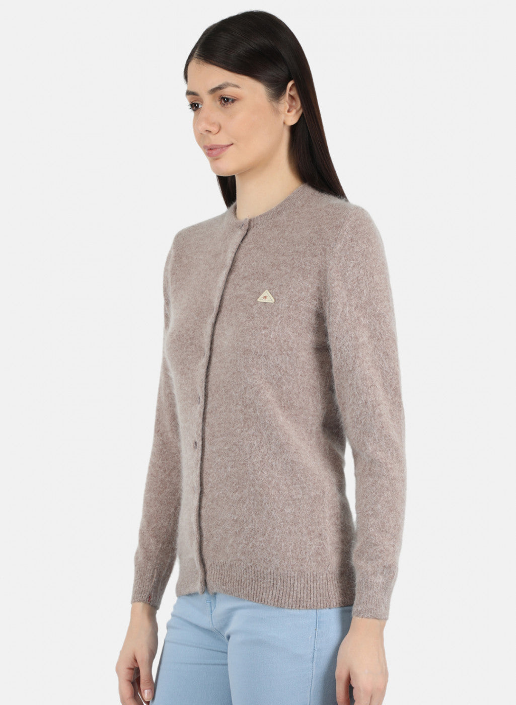 Women Beige Solid Cardigan