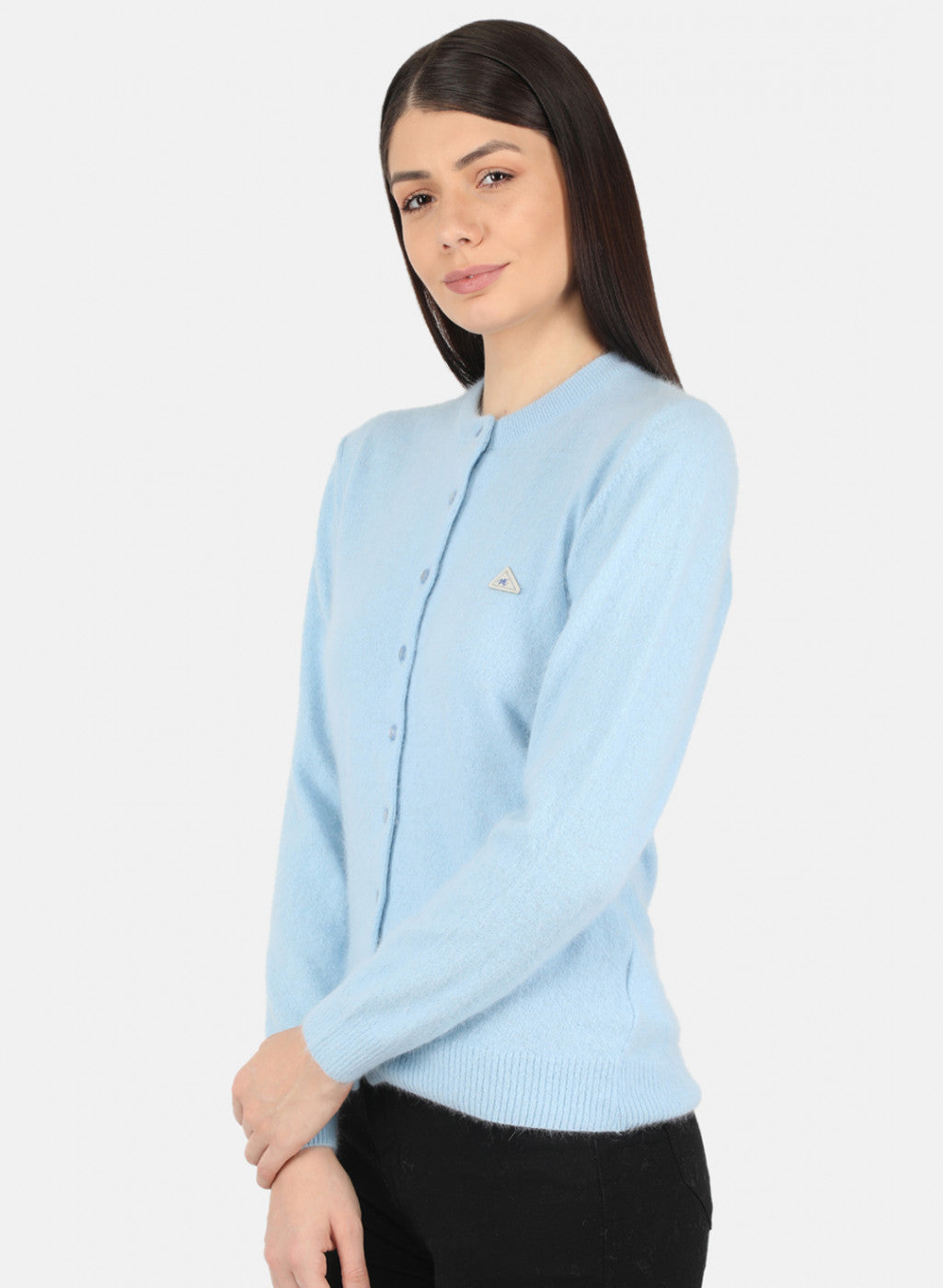 Women Sky Blue Solid Cardigan