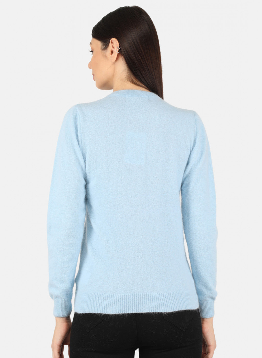 Women Sky Blue Solid Cardigan