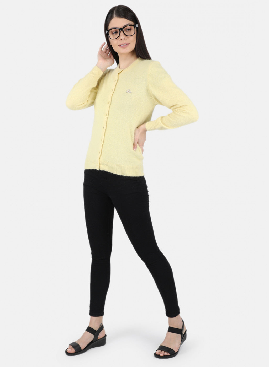 Women Yellow Solid Cardigan