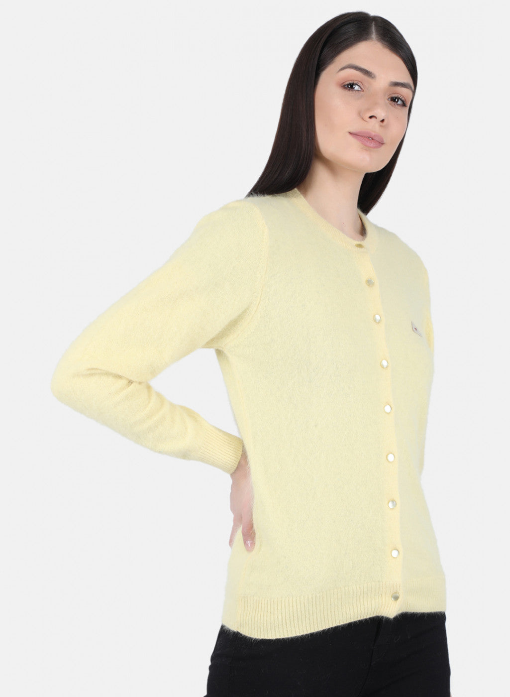 Women Yellow Solid Cardigan