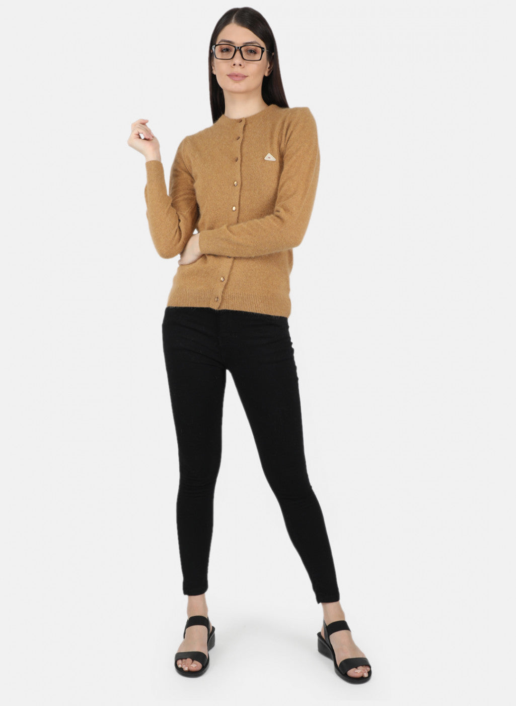 Women Brown Solid Cardigan