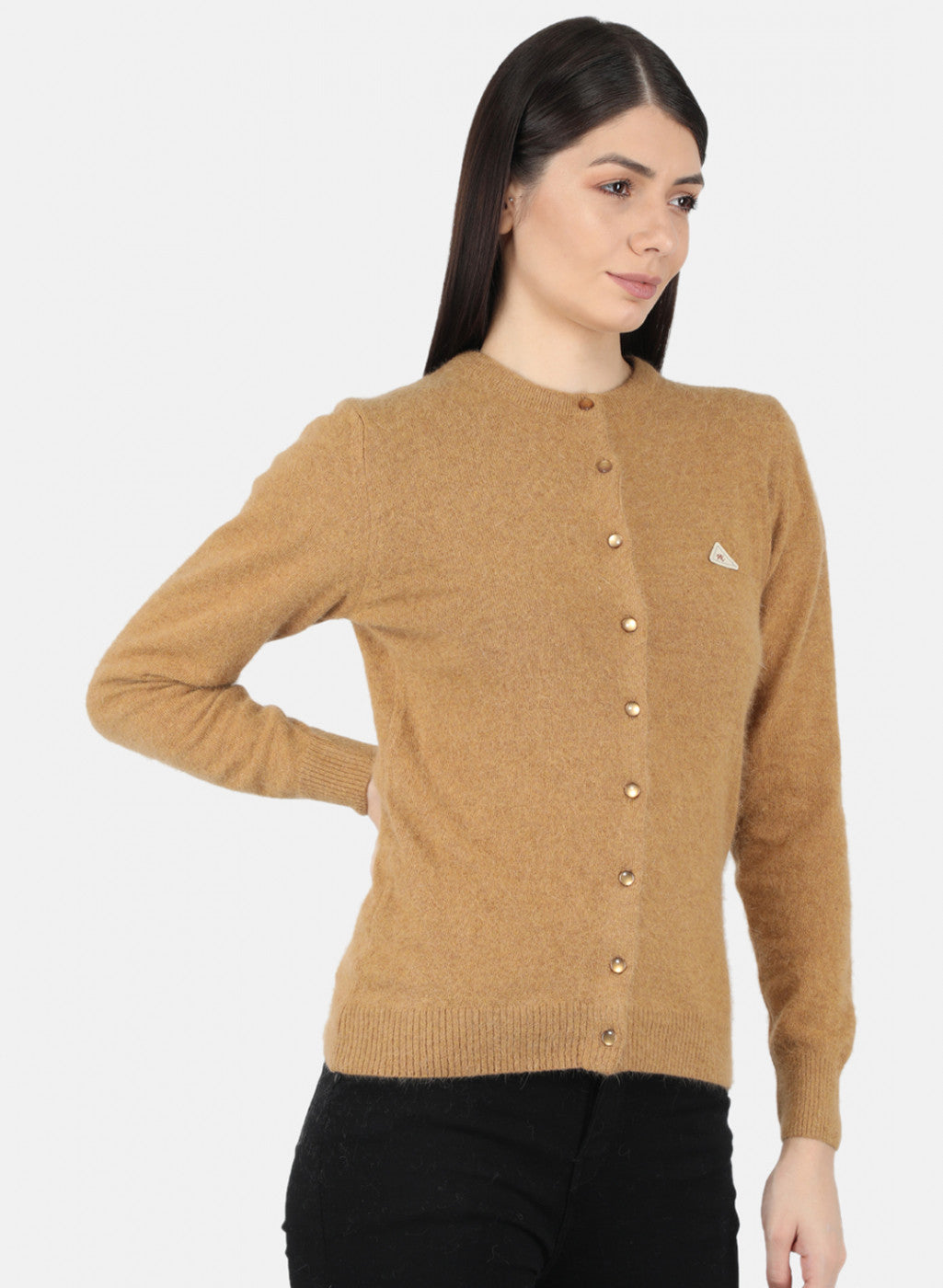 Women Brown Solid Cardigan