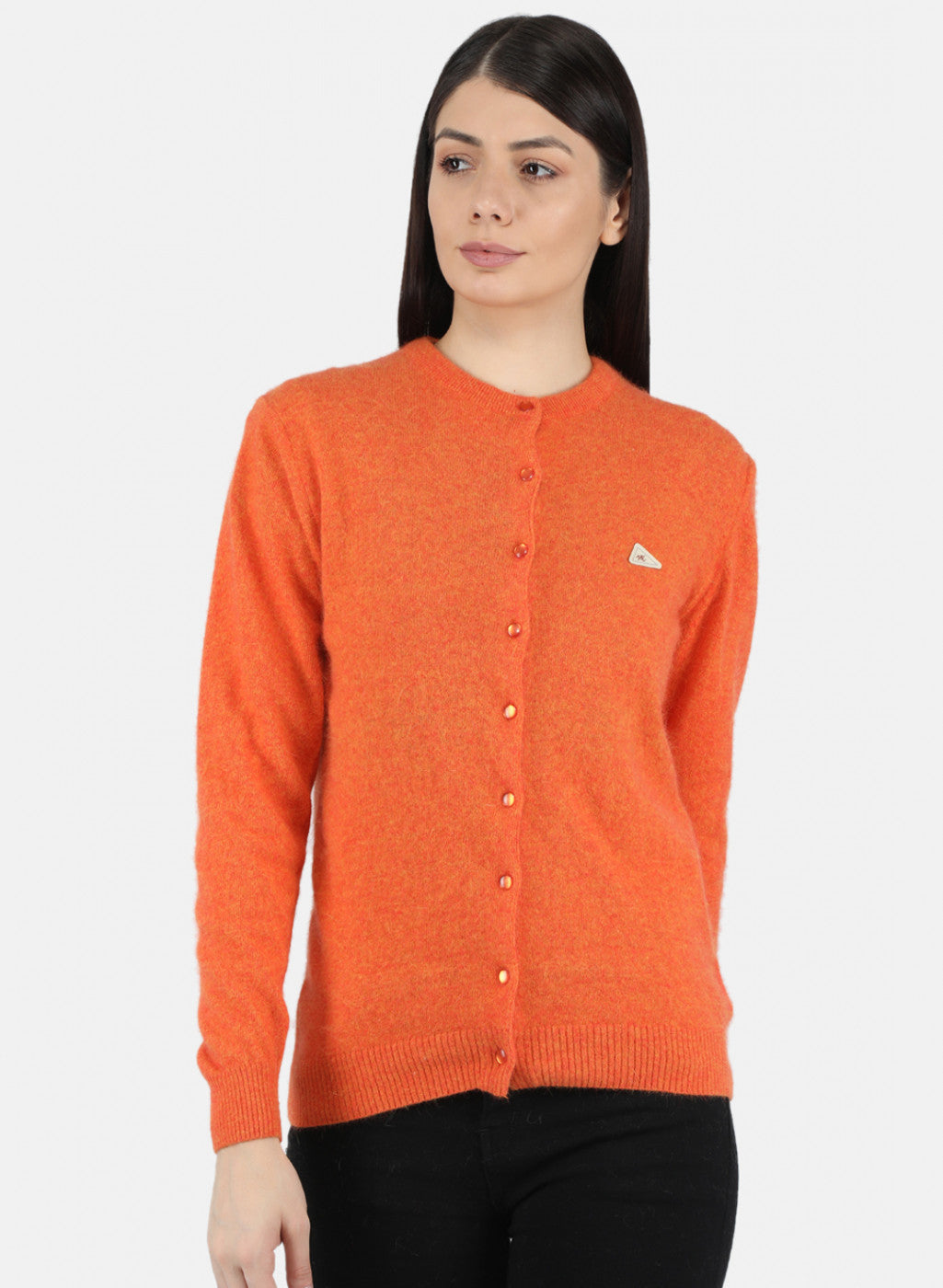 Women Orange Solid Cardigan