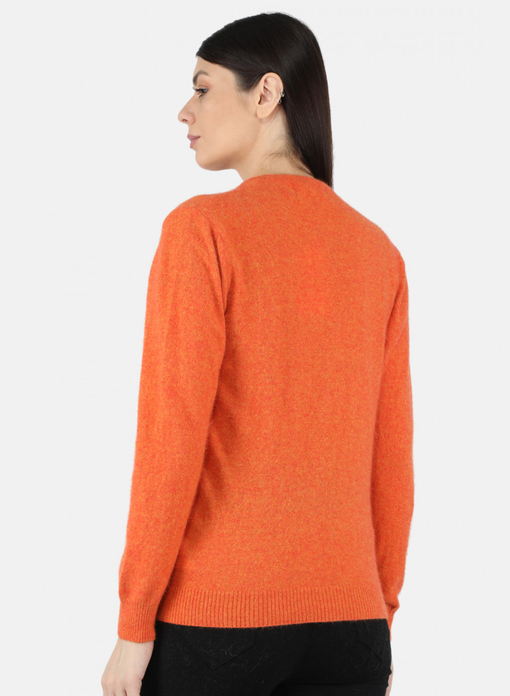 Women Orange Solid Cardigan