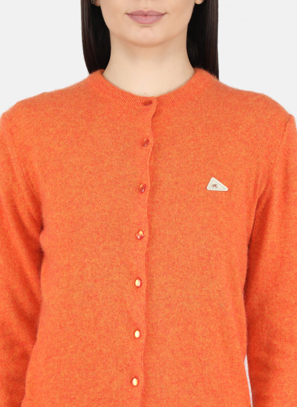 Women Orange Solid Cardigan