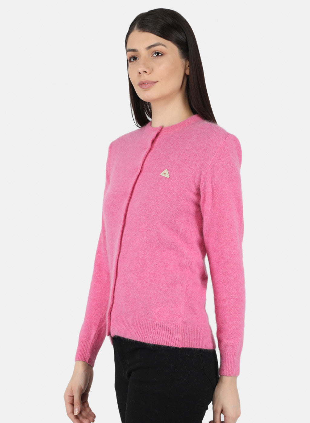 Women Pink Solid Cardigan