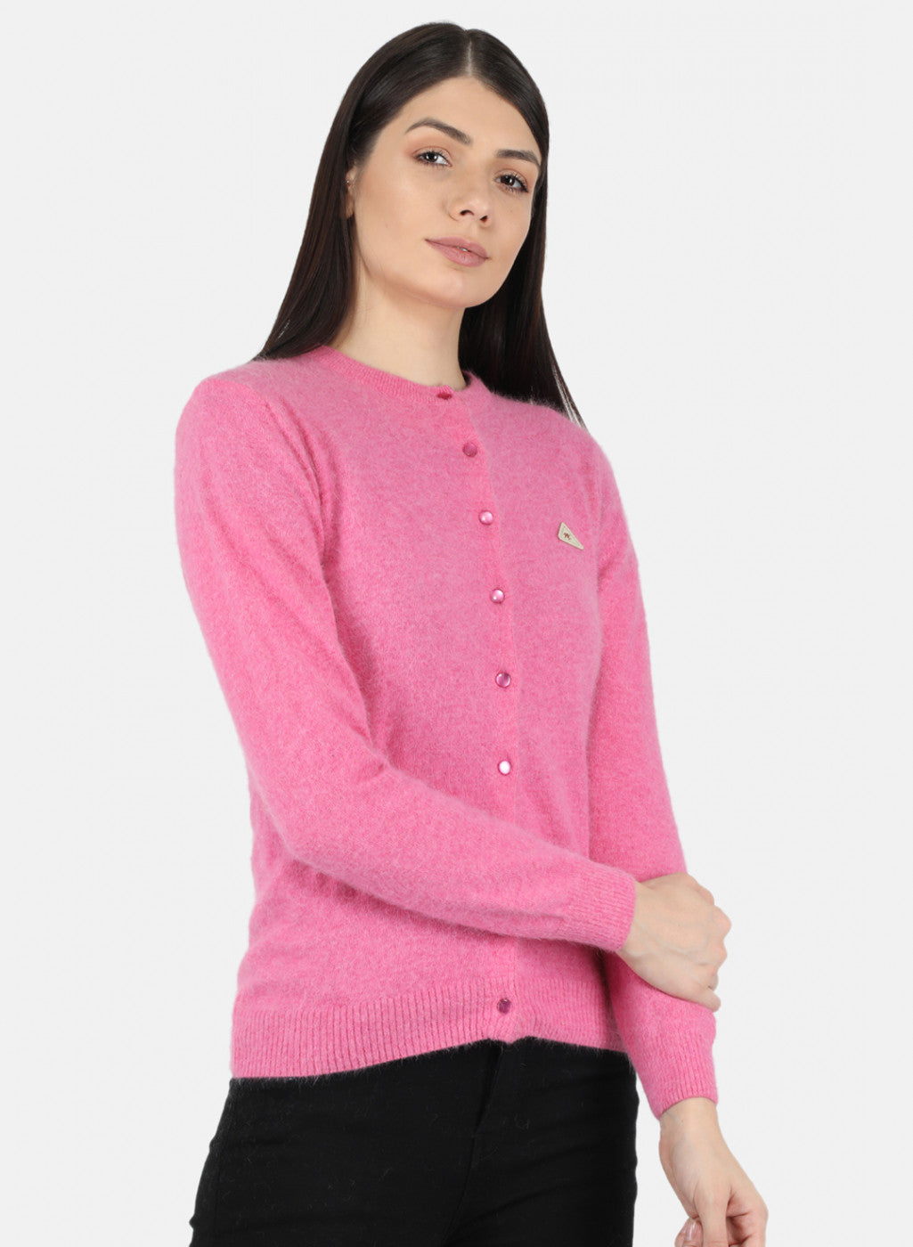 Women Pink Solid Cardigan