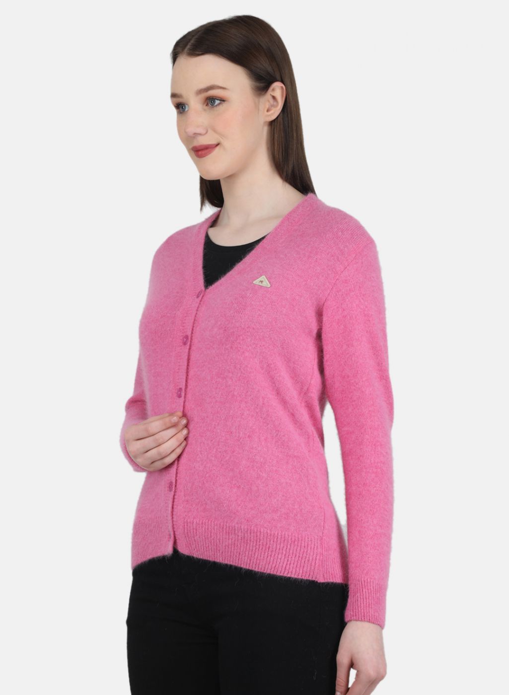 Women Pink Solid Cardigan