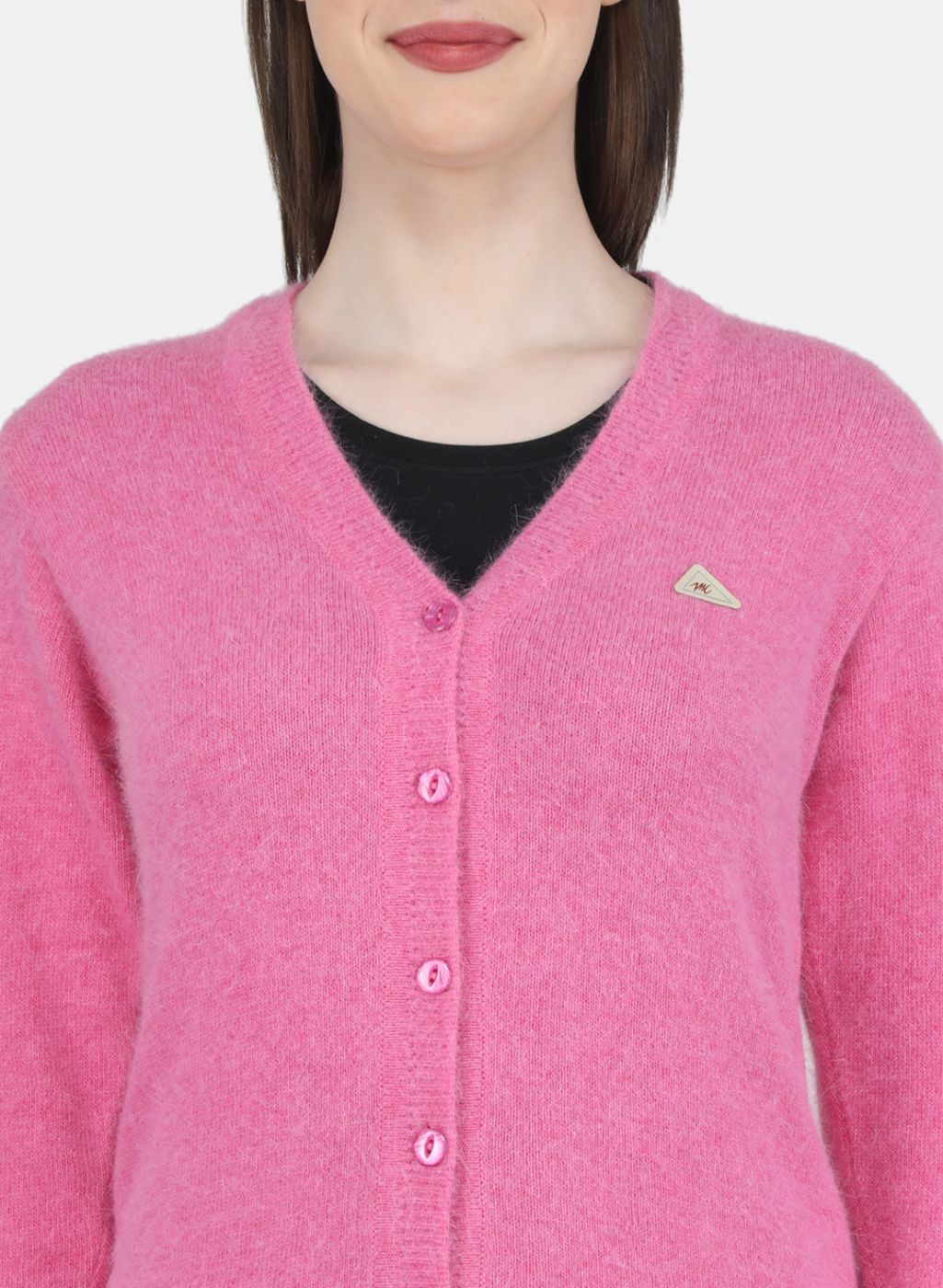 Women Pink Solid Cardigan