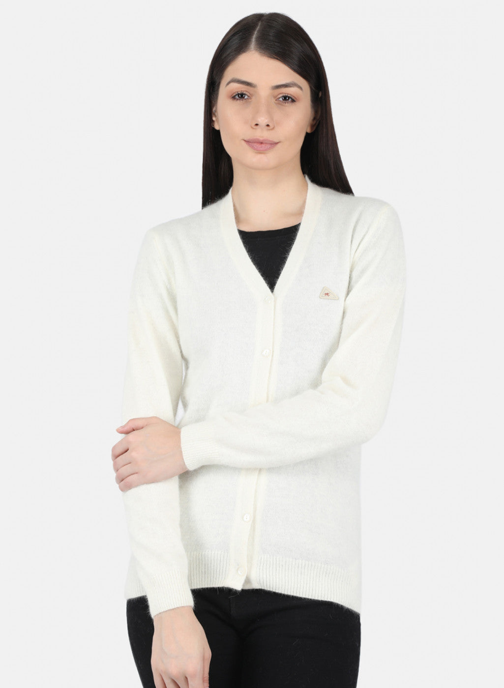 Women White Solid Cardigan