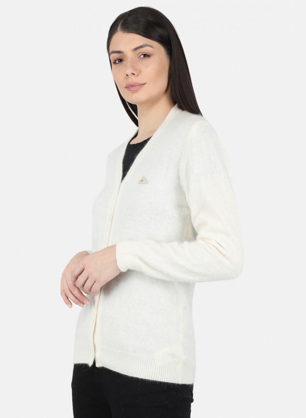 Women White Solid Cardigan