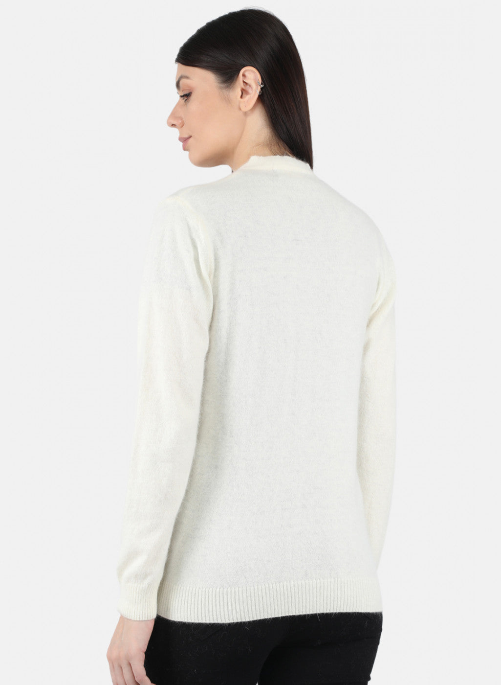 Women White Solid Cardigan