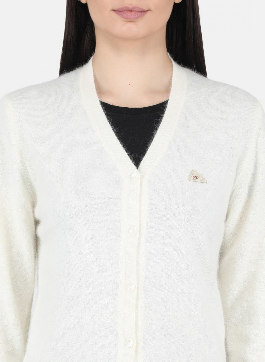 Women White Solid Cardigan