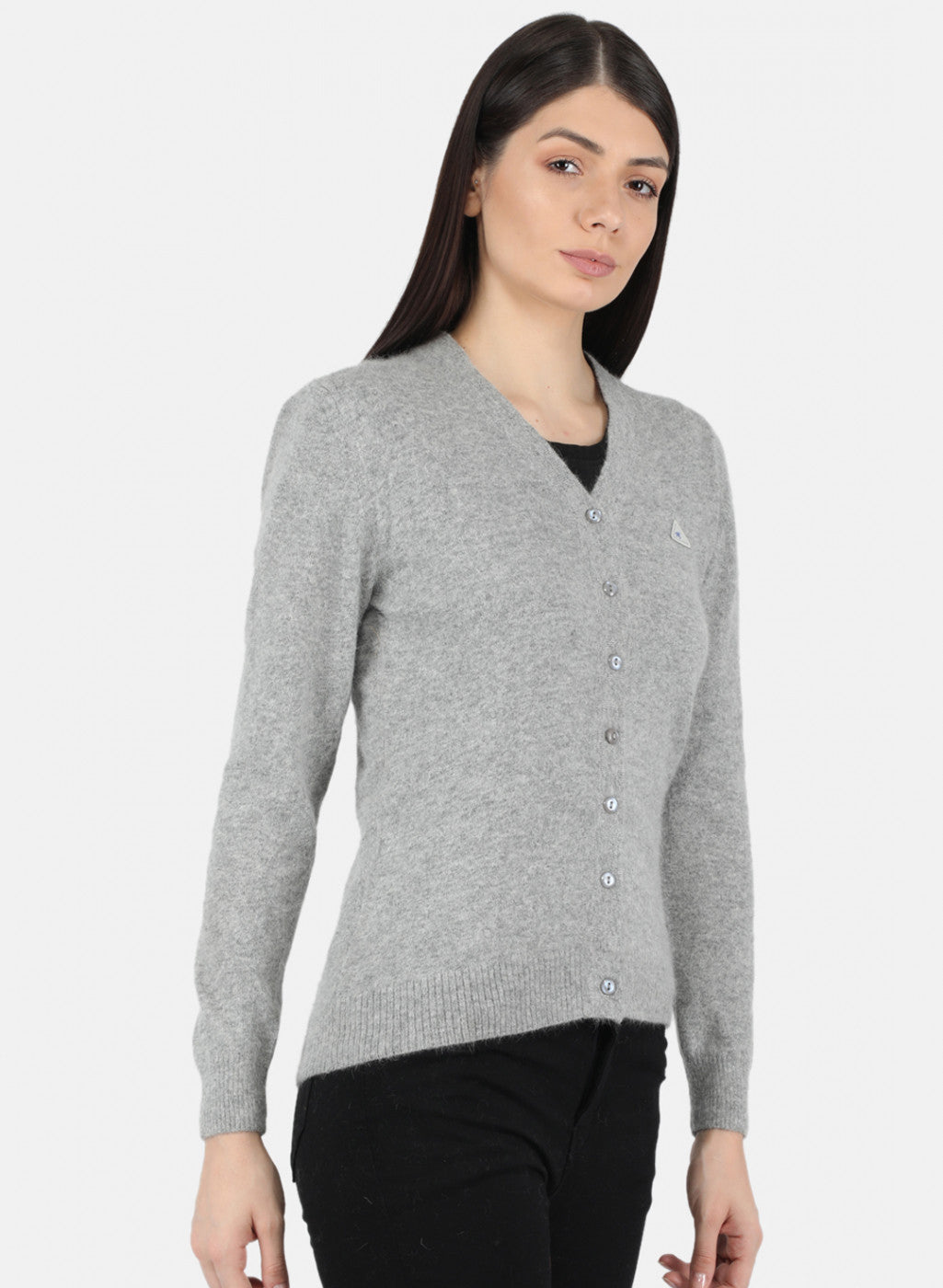 Women Grey Solid Cardigan