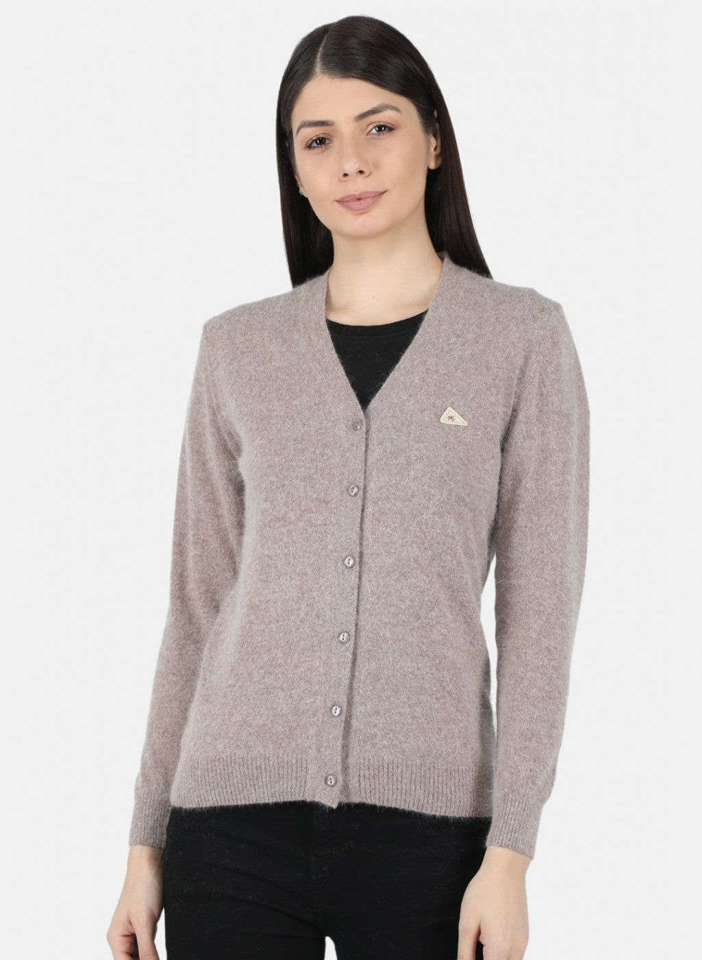 Women Beige Solid Cardigan