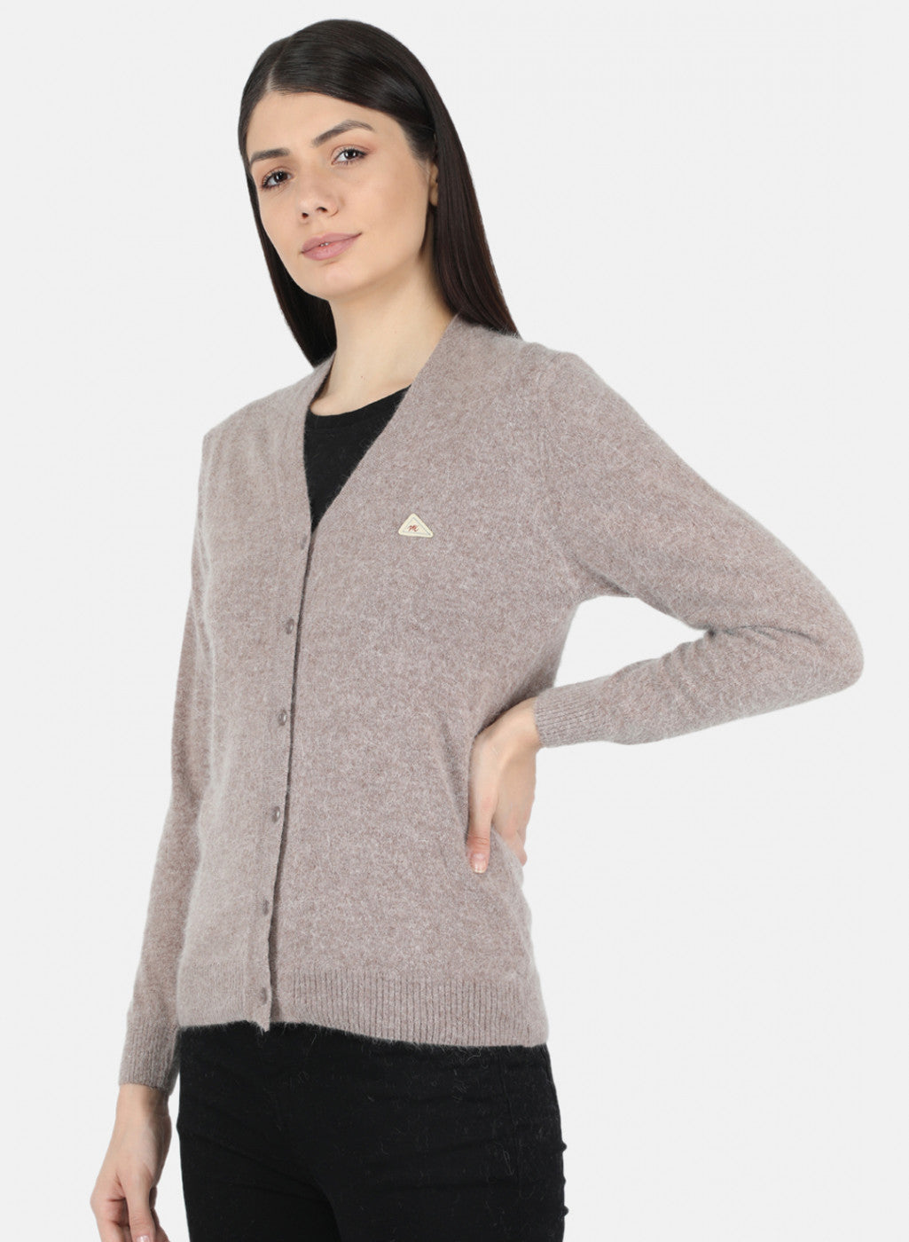 Women Beige Solid Cardigan