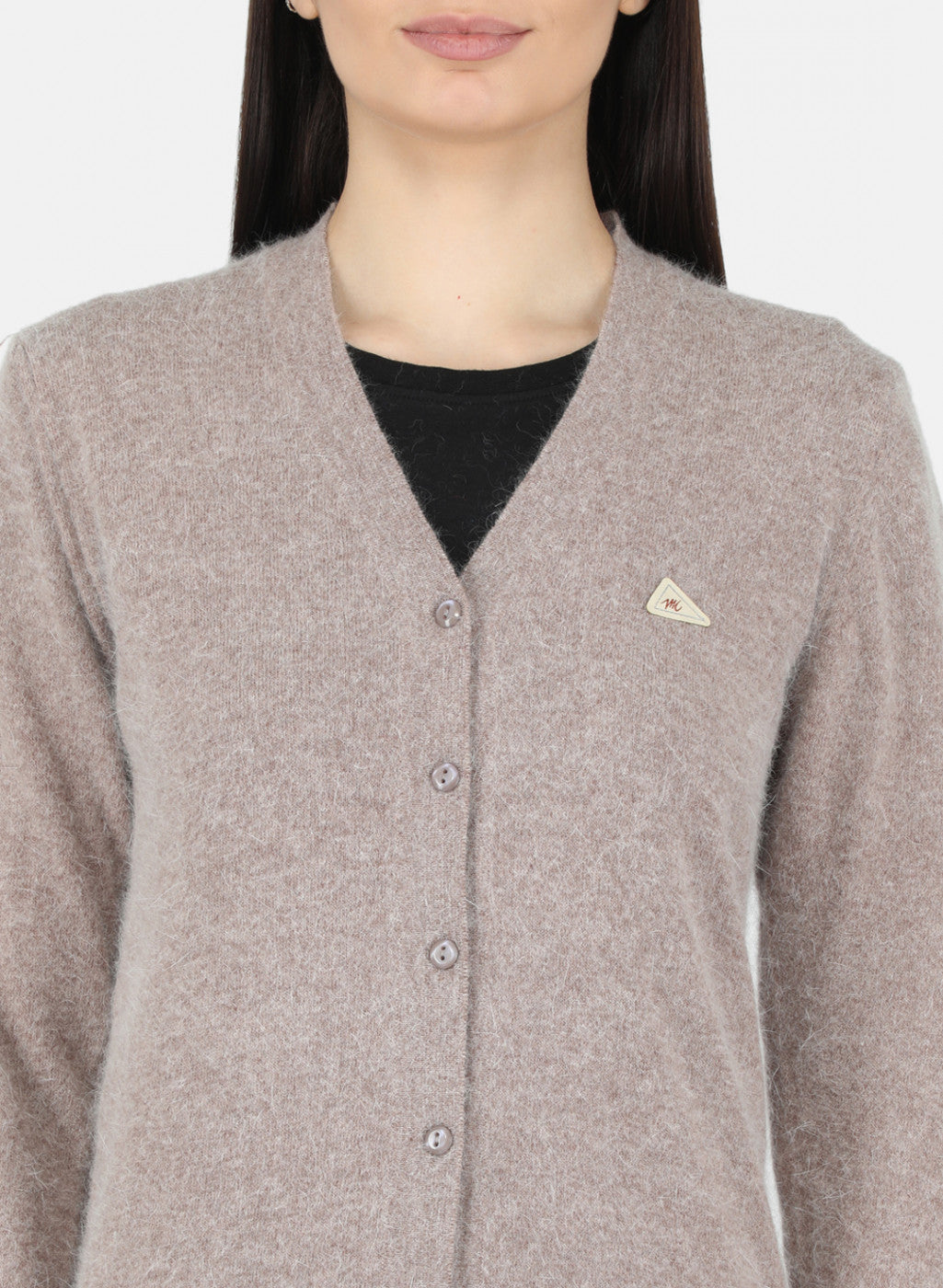 Women Beige Solid Cardigan