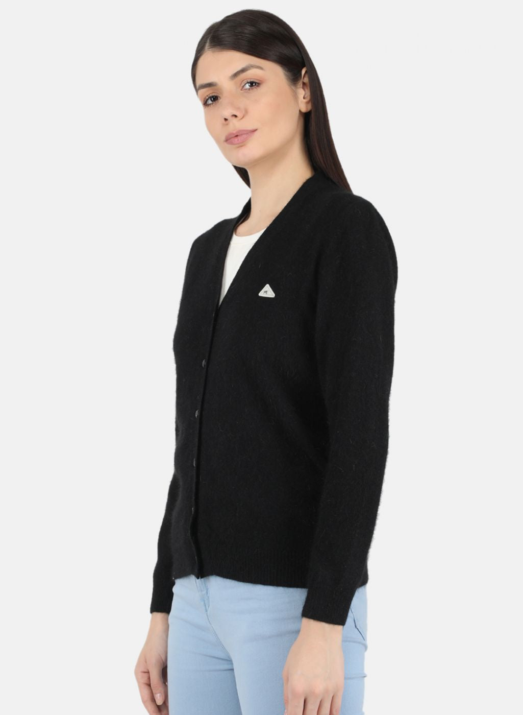 Women Black Solid Cardigan