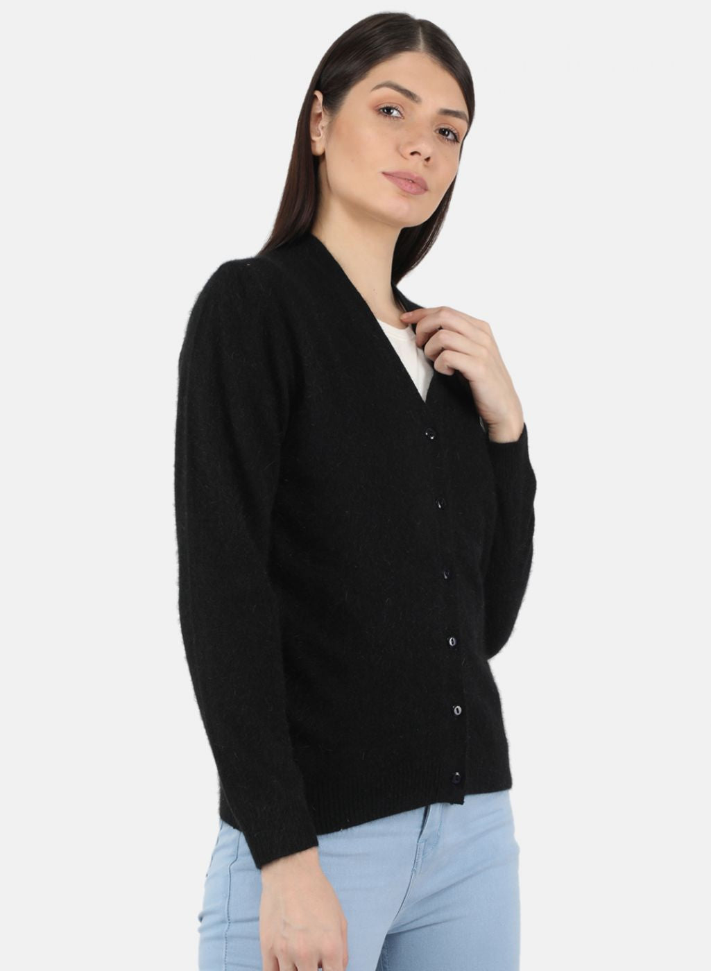 Women Black Solid Cardigan