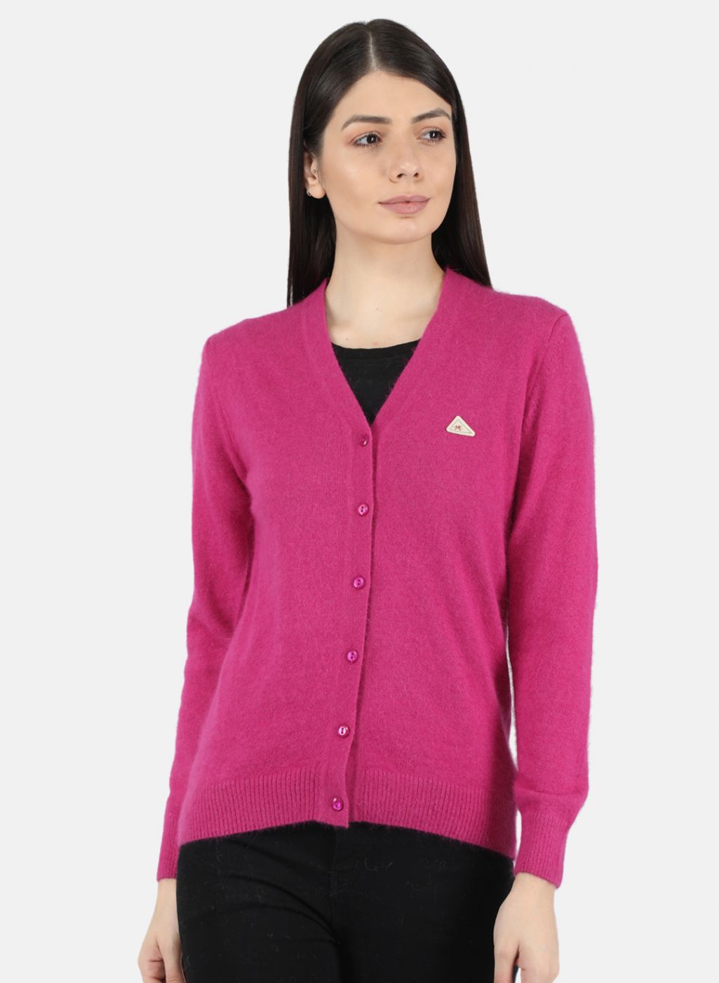 Women Pink Solid Cardigan