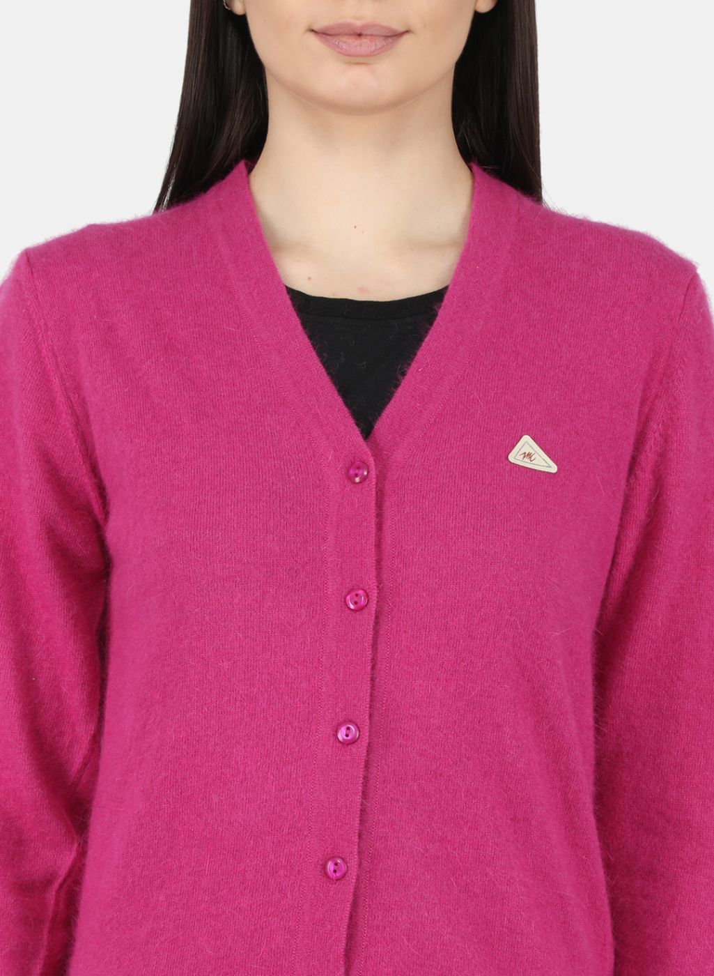 Women Pink Solid Cardigan