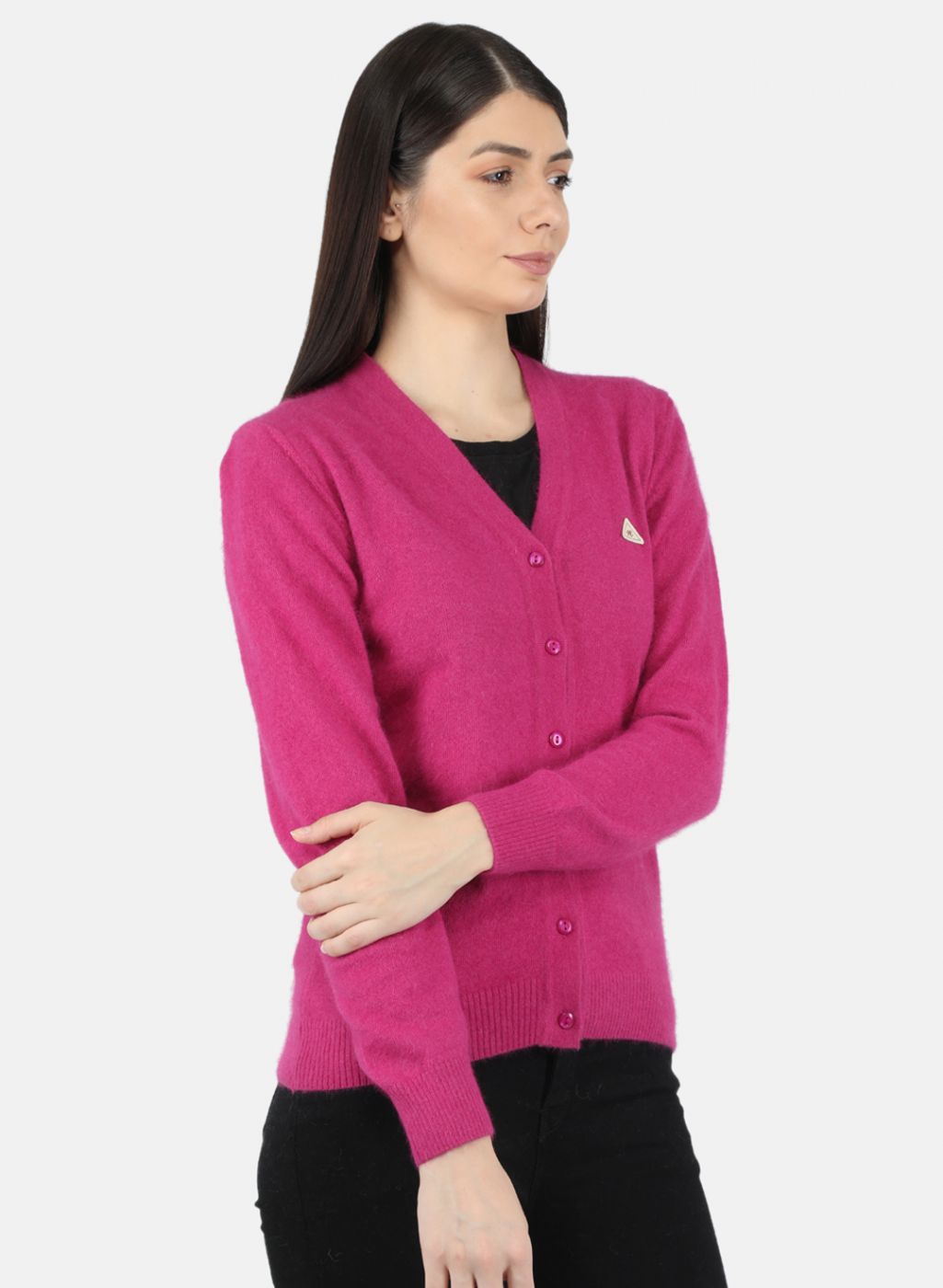 Women Pink Solid Cardigan