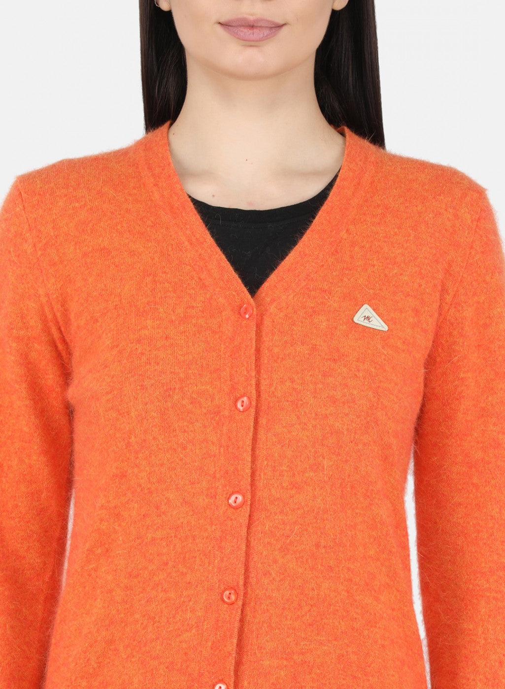 Women Orange Solid Cardigan