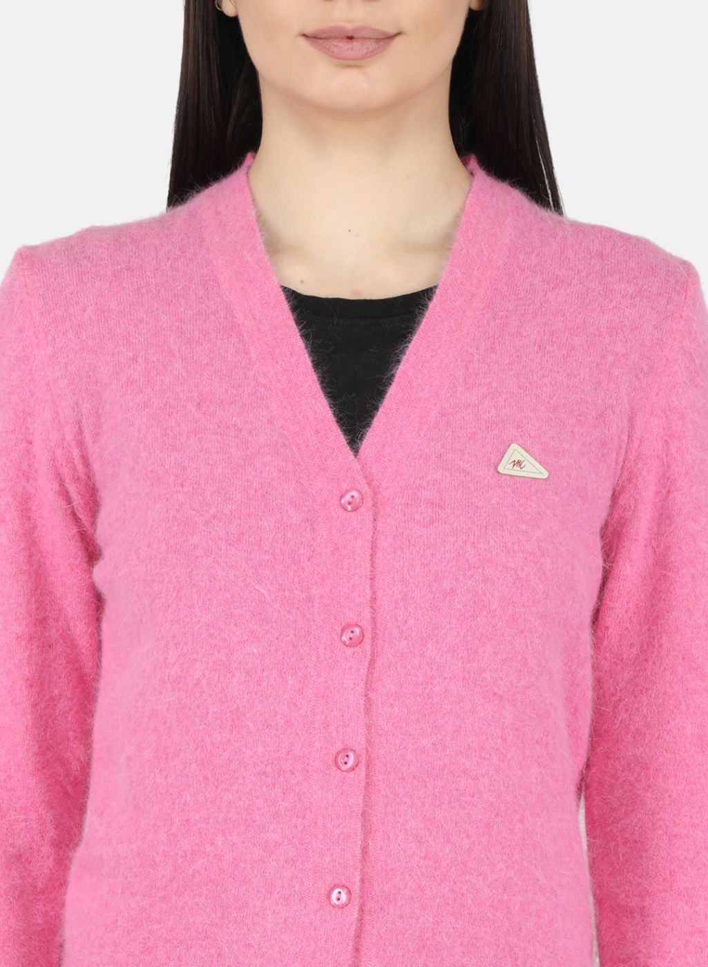 Women Pink Solid Cardigan