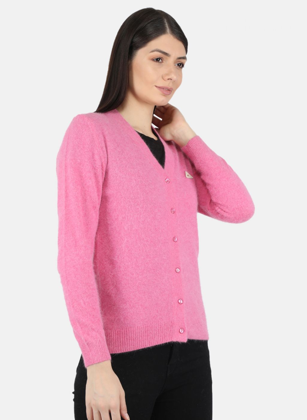 Women Pink Solid Cardigan