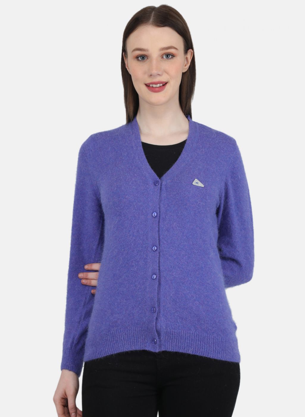 Women Purple Solid Cardigan