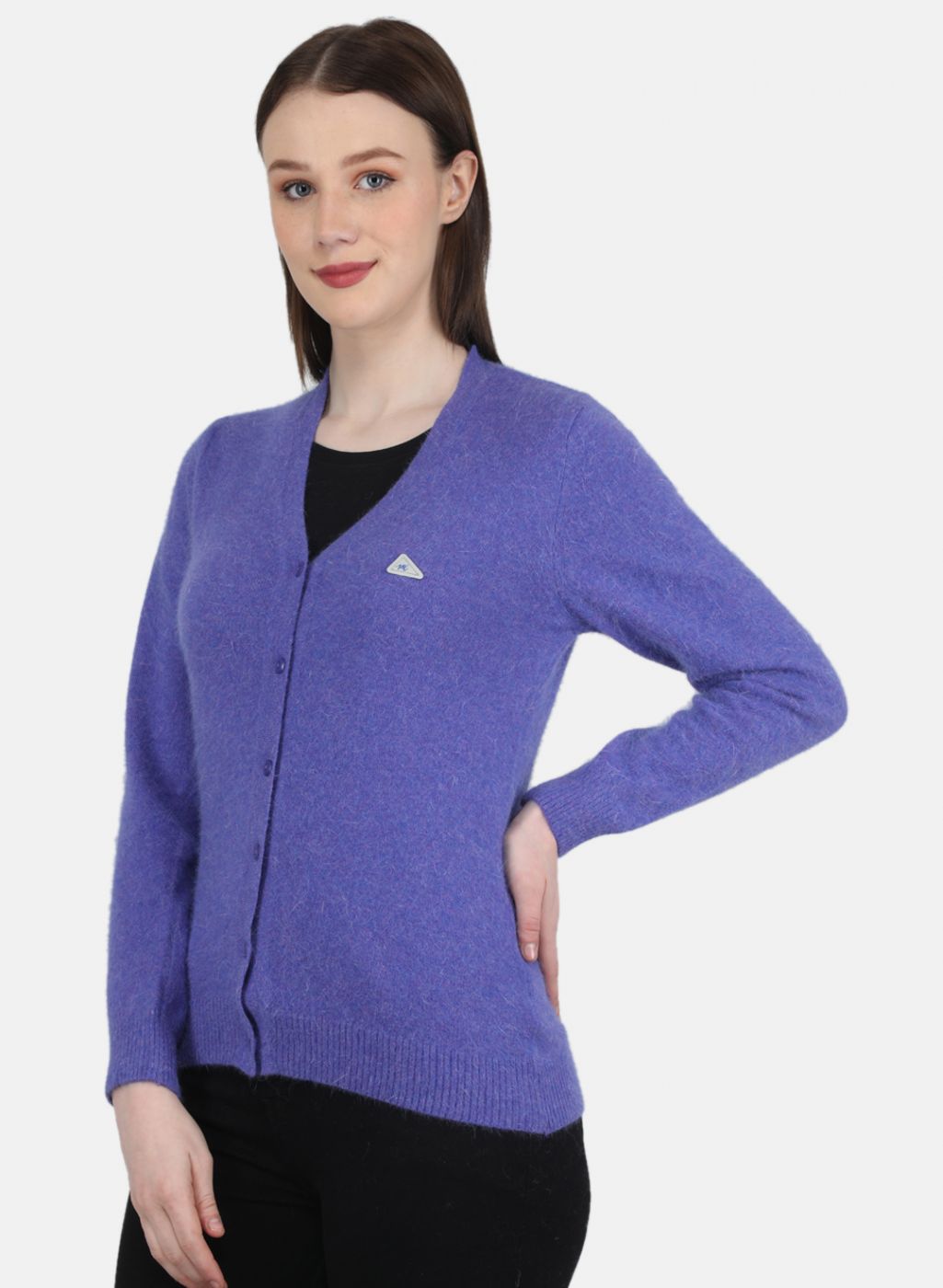 Women Purple Solid Cardigan