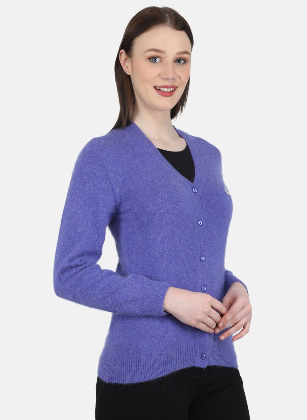 Women Purple Solid Cardigan